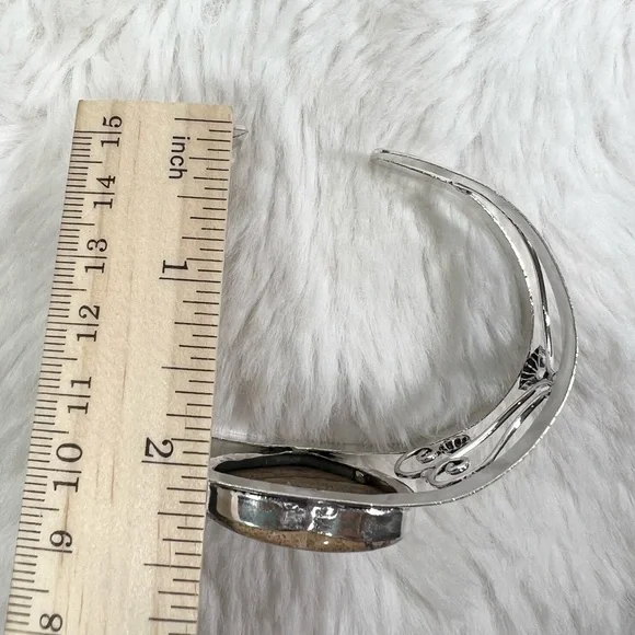 Picture Jasper 925 Heart Bangle Bracelet - Picture 4 of 5